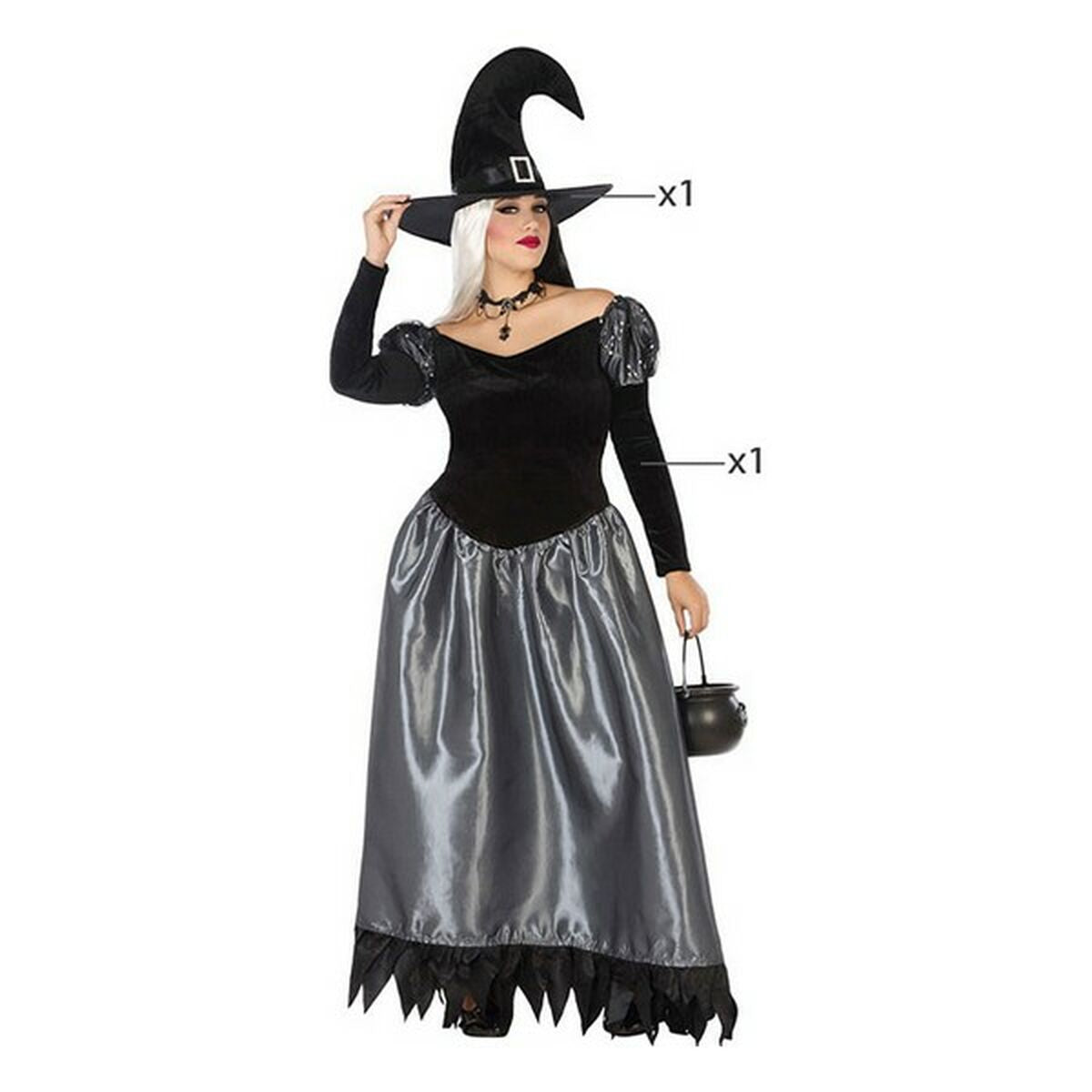 Adult Witch Costume Multicolored (2 Pieces) (2 Units) (2 pcs)